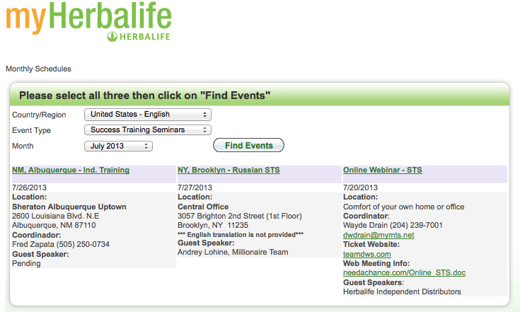 live herbalife events